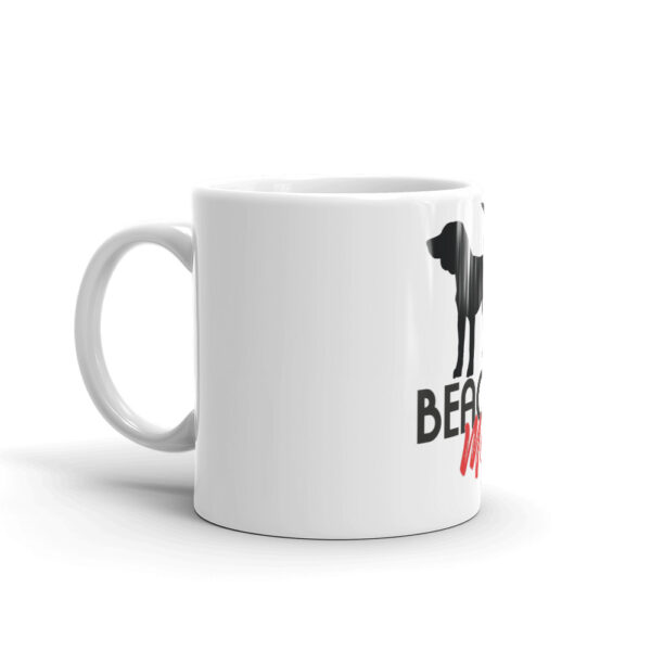 Weiße, glänzende Tasse “Beagle Mom” Design