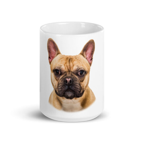 Weiße, glänzende Tasse  mit Französischer Bulldogge Design