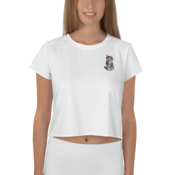 Allover-Crop-T-Shirt mit Norwegische_Waldkatze Design