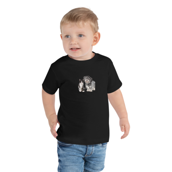 Kurzärmeliges Baby-T-Shirt mit Katz_Hund Design