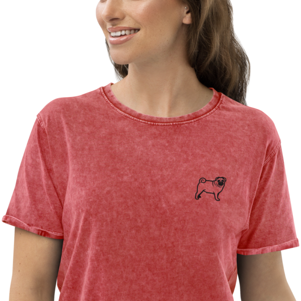 Denim-T-Shirt mit Mops Design