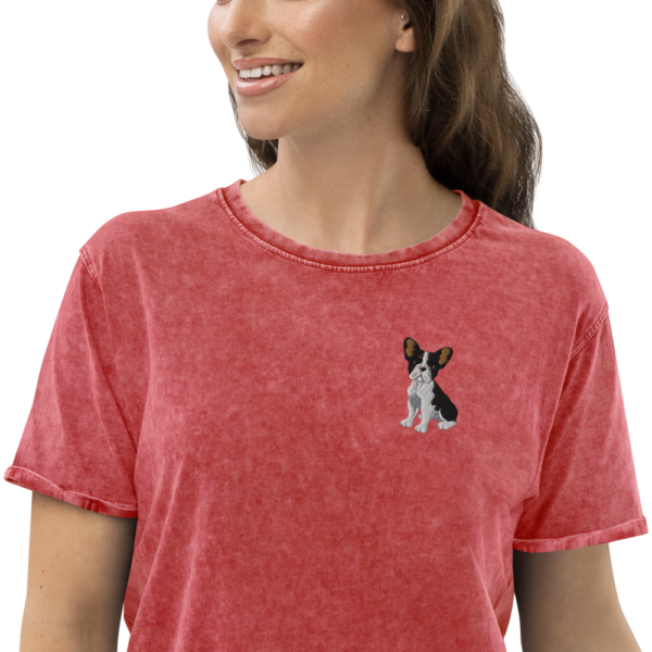 Denim-T-Shirt mit Französischer Bulldogge