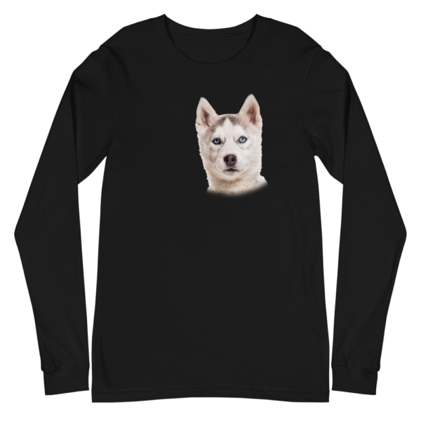 Langärmeliges Unisex-T-Shirt mit Husky Welpe Design