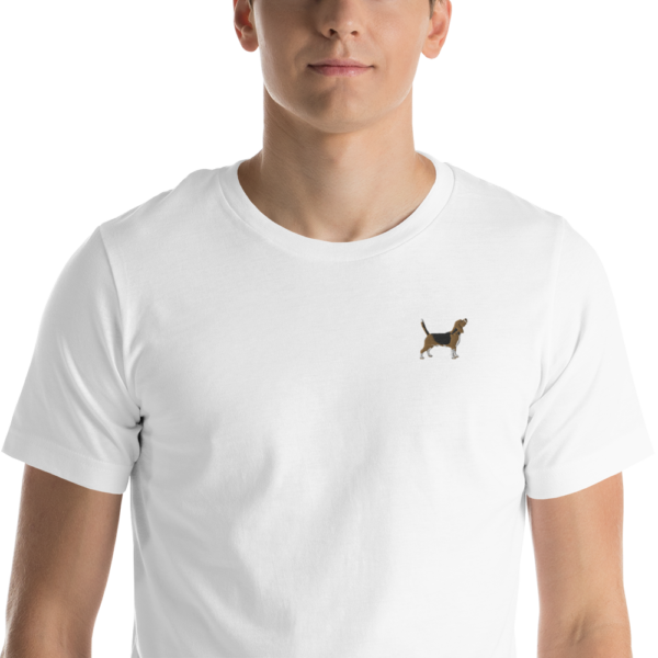 Kurzärmeliges Unisex-T-Shirt mit besticktem Beagle Design