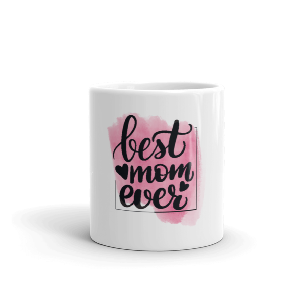Weiße, glänzende Tasse mit best mom Design