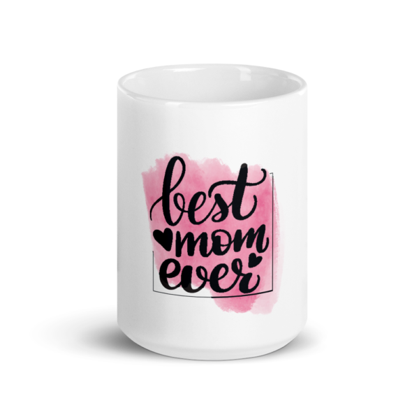Weiße, glänzende Tasse mit best mom Design