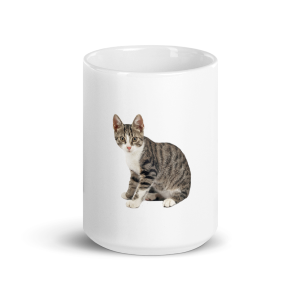 Weiße, glänzende Tasse mit Tiger Design