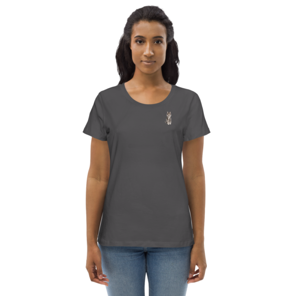 Enganliegendes Öko-T-Shirt für Damen mit Norwegische_Waldkatze Design
