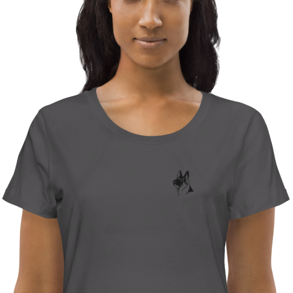 Enganliegendes Öko-T-Shirt für Damen mit Deutschem Schäferhund Design