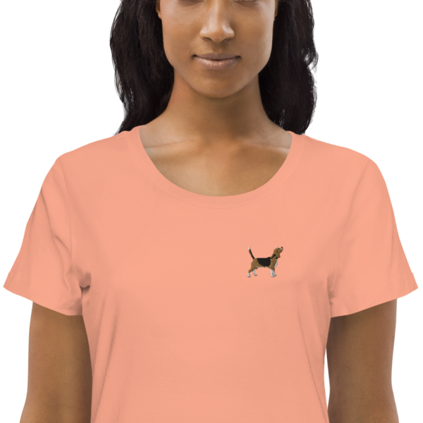 Enganliegendes Öko-T-Shirt für Damen mit besticktem Beagle Design