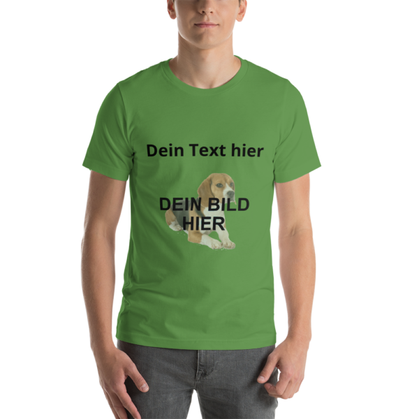 Kurzärmeliges Unisex-T-Shirt mit Deinem eigenen Bild und Text